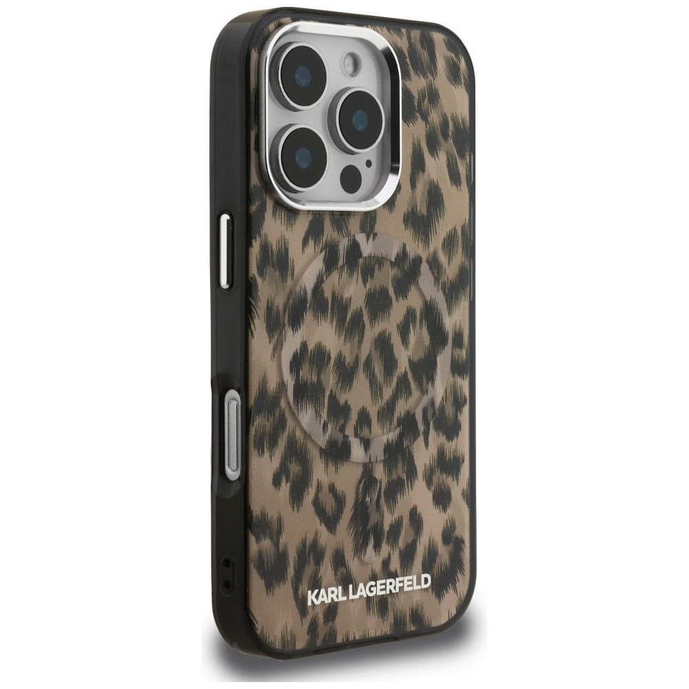 MagSafe-kotelo Apple iPhone 16 Pro Maxille, Karl Lagerfeld, IML Leopard Pattern, Ruskea