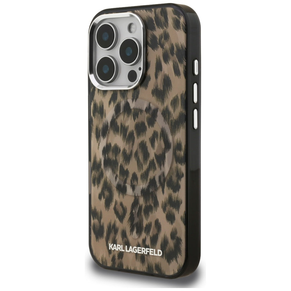 MagSafe-kotelo Apple iPhone 16 Pro Maxille, Karl Lagerfeld, IML Leopard Pattern, Ruskea