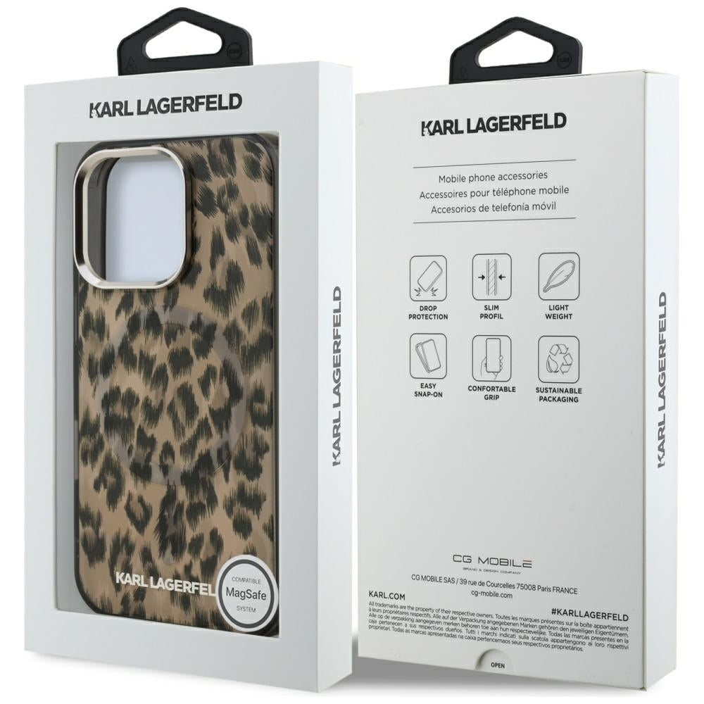 MagSafe-kotelo Apple iPhone 16 Pro Maxille, Karl Lagerfeld, IML Leopard Pattern, Ruskea