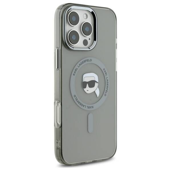 MagSafe-kotelo Apple iPhone 16 Pro Maxille, Karl Lagerfeld, IML Metal Karl's Head, Musta