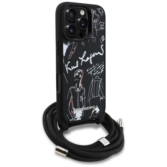 MagSafe-kotelo Apple iPhone 16 Pro Maxille, Karl Lagerfeld, Saffiano Crossbody, Musta