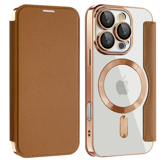 MagSafe-kuori Apple iPhone 16 Pro Maxille, Techsuit, SmartMag Book, Ruskea