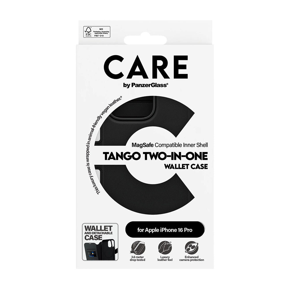 MagSafe Case for Apple iPhone 16 Pro, PanzerGlass, Care Feature Tango Two-in-One, Black