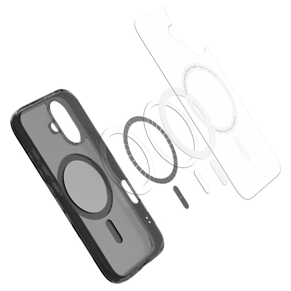 MagSafe-kotelo Apple iPhone 16:lle, Spigen, Ultra Hybrid T, Satinoitu Musta ACS09074