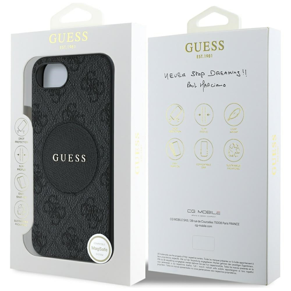 MagSafe-kotelo Apple iPhone 17e / 16e, Guess, 4G Circle Classic Logo, Ruskea
