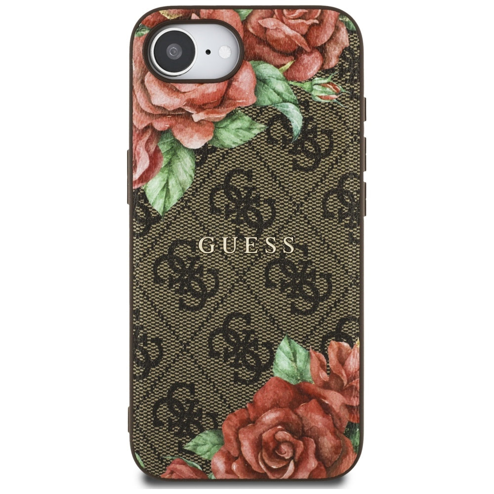 MagSafe-kotelo Apple iPhone 17e / 16e, Guess, 4G Flowers Print, Ruskea
