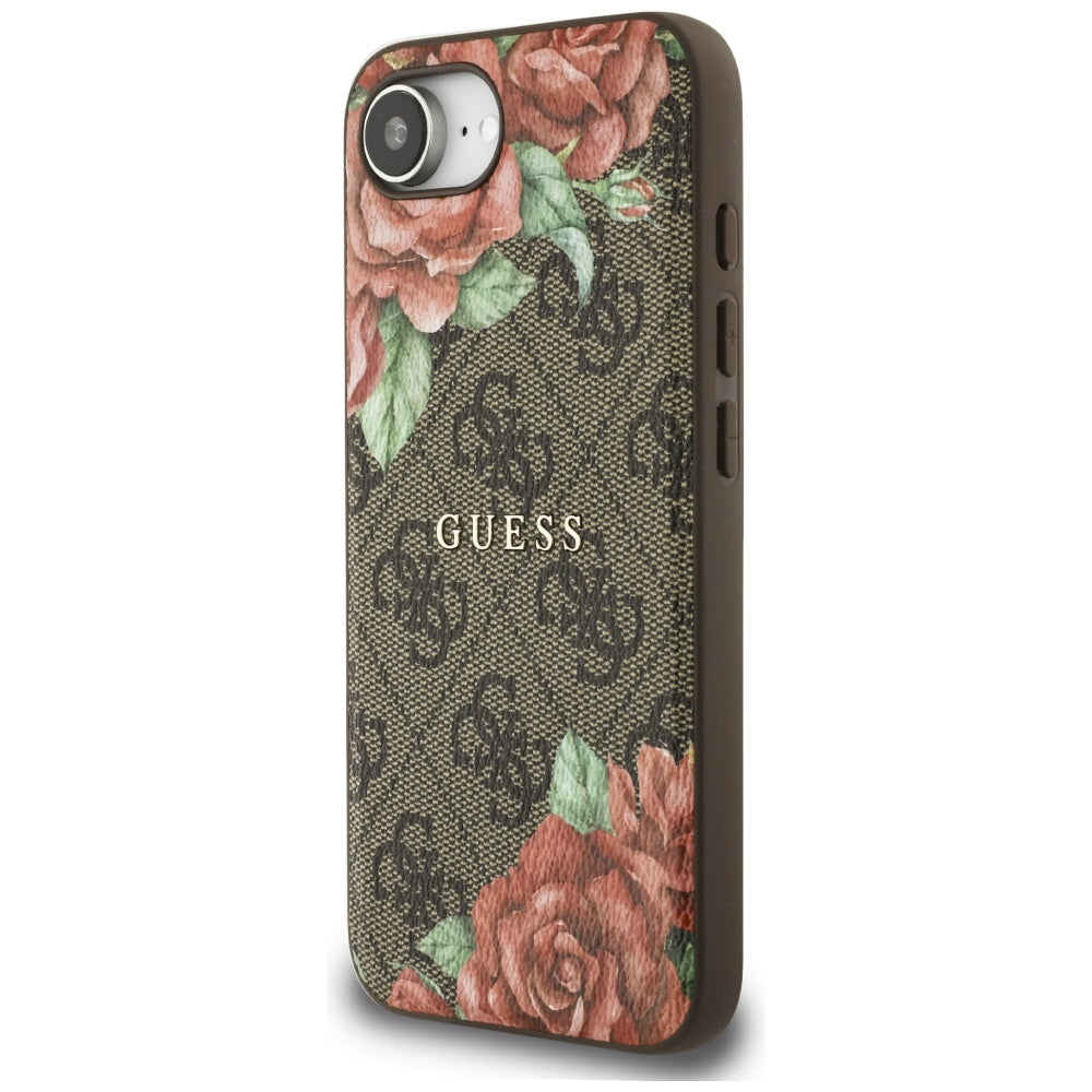 MagSafe-kotelo Apple iPhone 17e / 16e, Guess, 4G Flowers Print, Ruskea