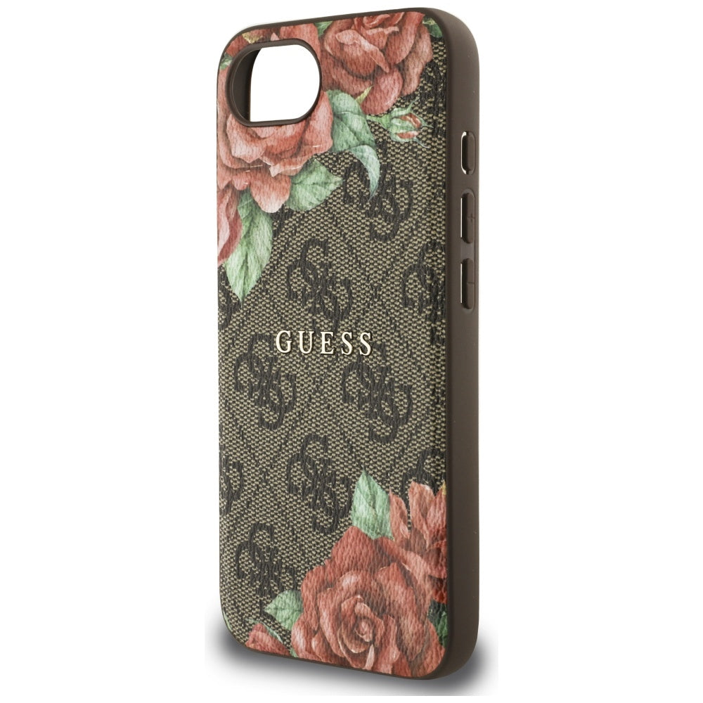 MagSafe-kotelo Apple iPhone 17e / 16e, Guess, 4G Flowers Print, Ruskea