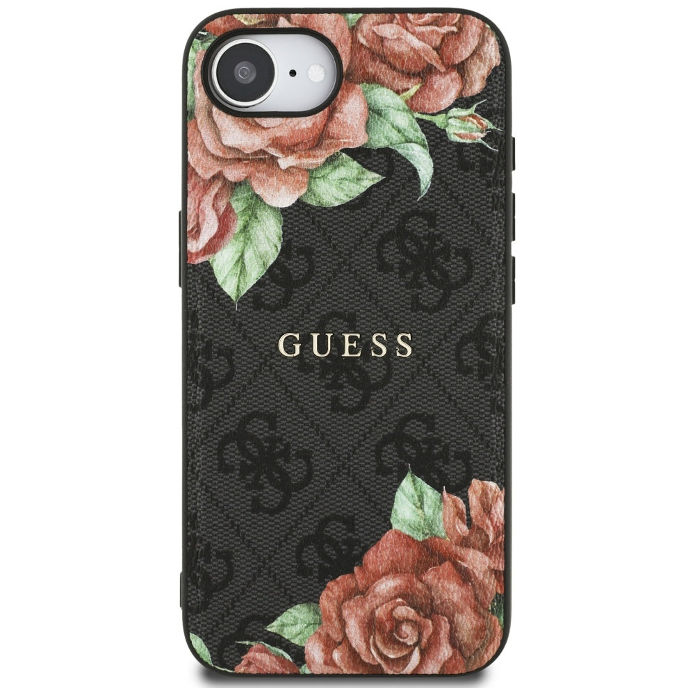 MagSafe-kotelo Apple iPhone 17e / 16e, Guess, 4G Flowers Print, Musta
