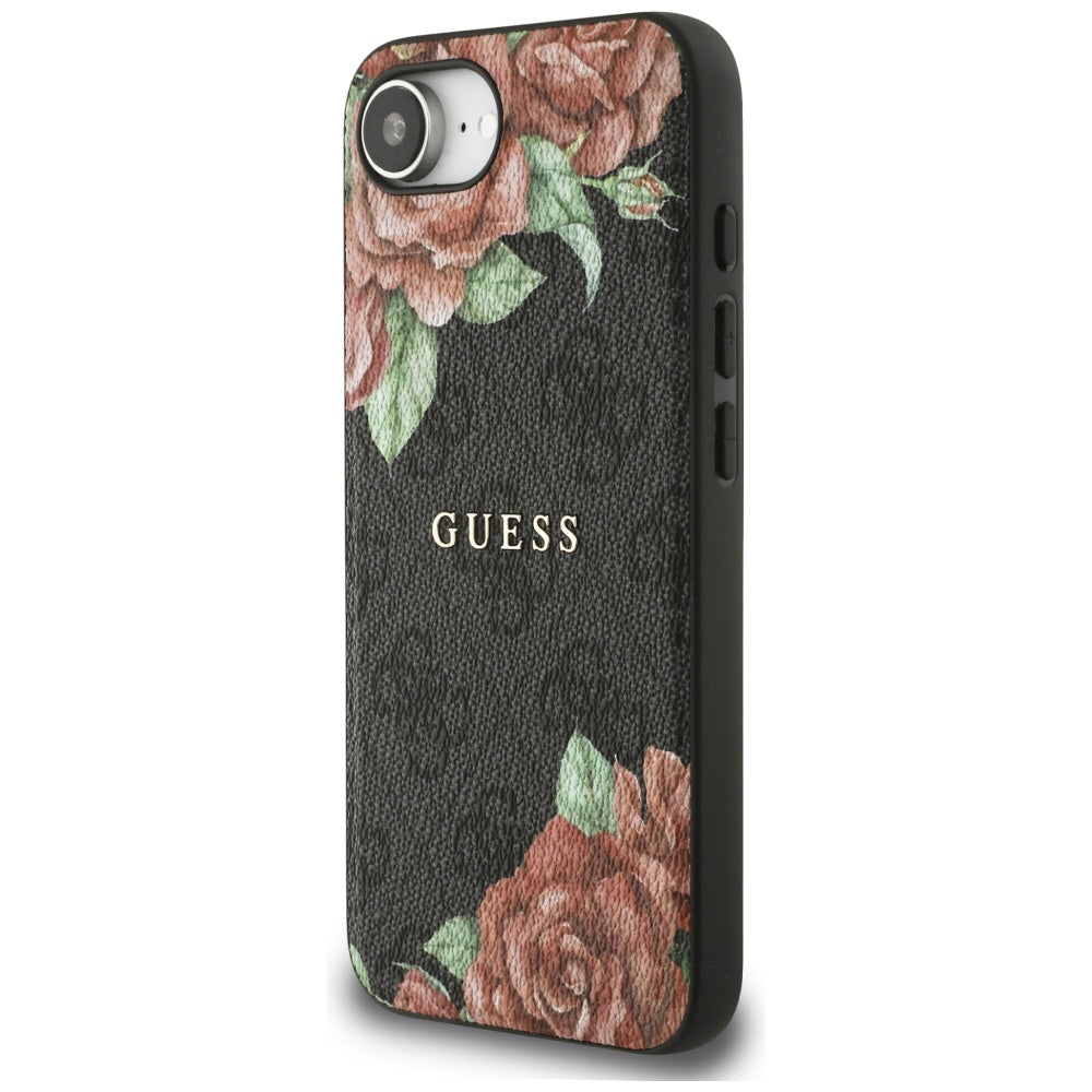 MagSafe-kotelo Apple iPhone 17e / 16e, Guess, 4G Flowers Print, Musta