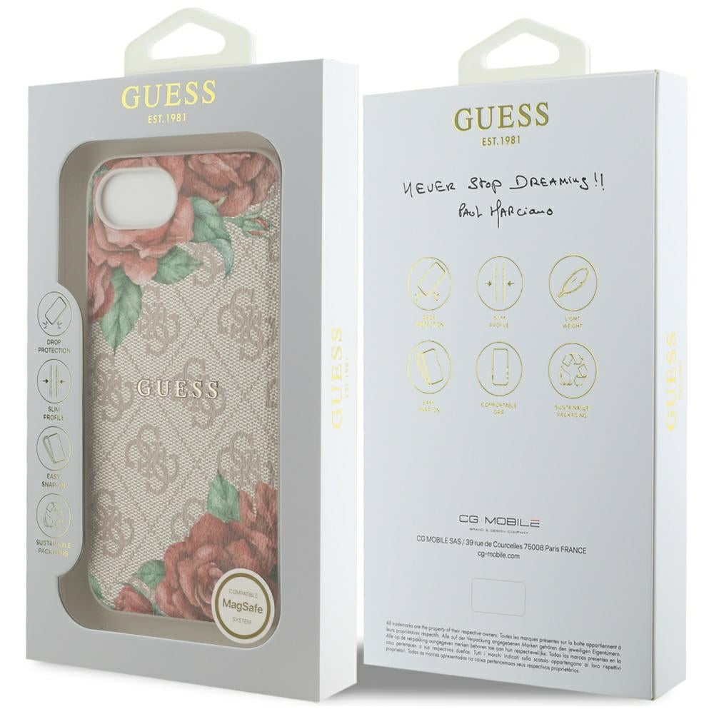 MagSafe-kotelo Apple iPhone 17e / 16e, Guess, 4G Flowers Print, Pinkki