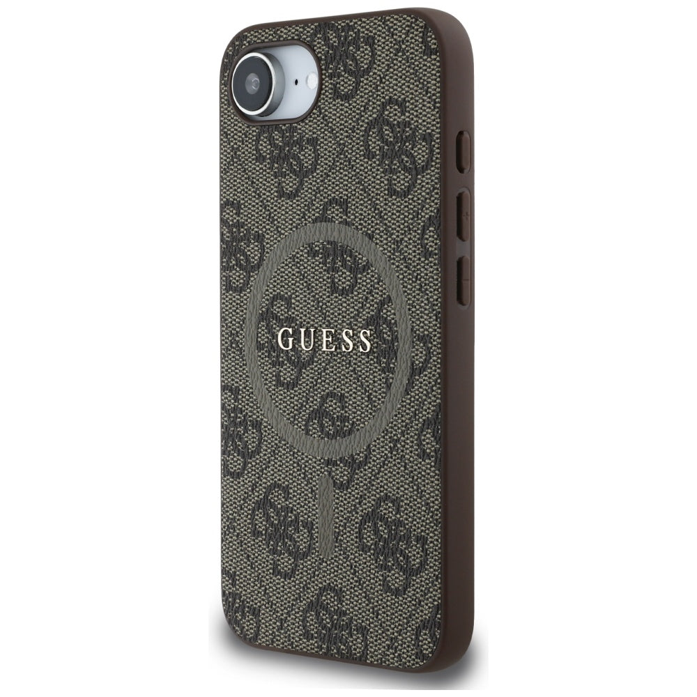 MagSafe-kotelo Apple iPhone 17e / 16e, Guess, 4G Ring Classic Logo, Ruskea