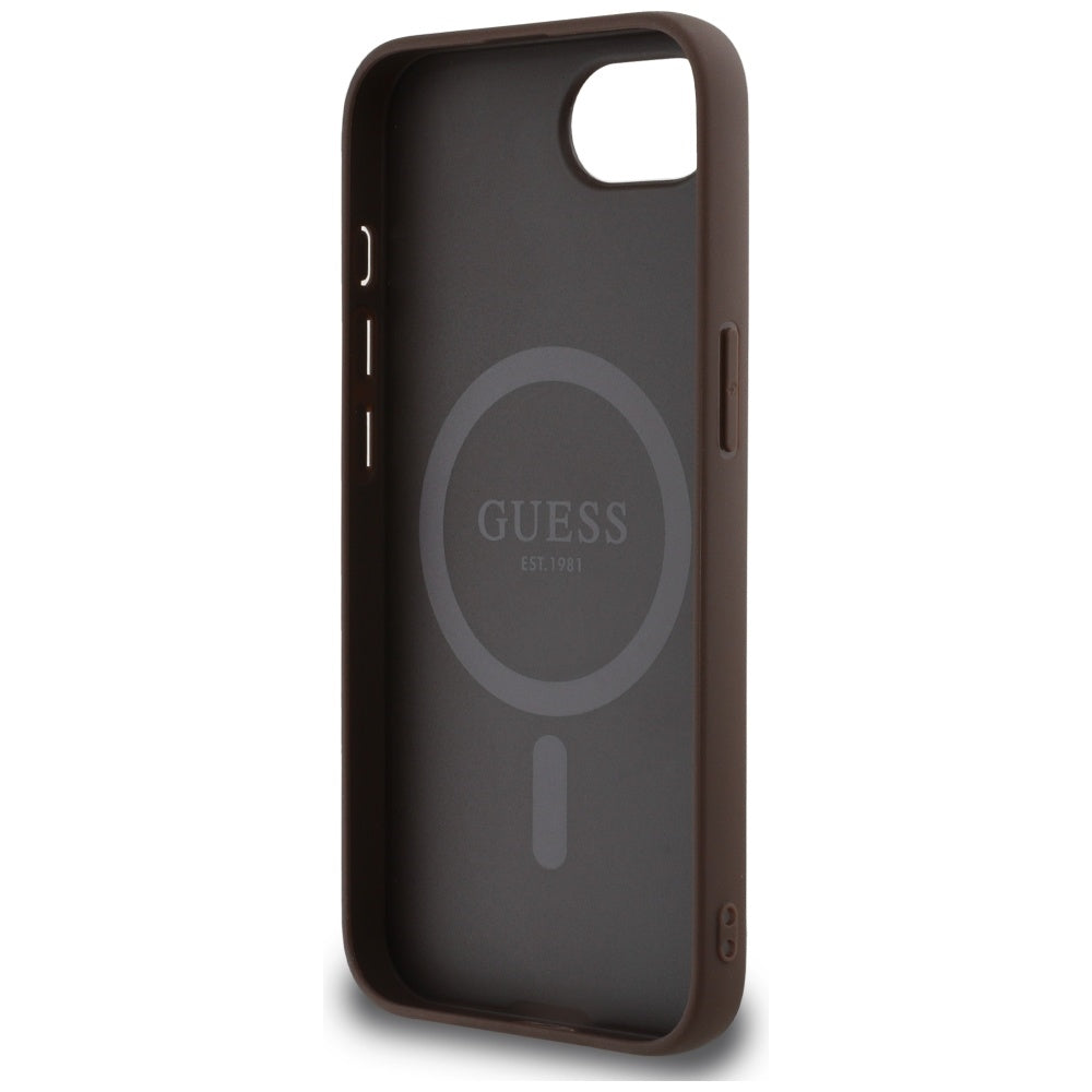 MagSafe-kotelo Apple iPhone 17e / 16e, Guess, 4G Ring Triangle Logo, Ruskea