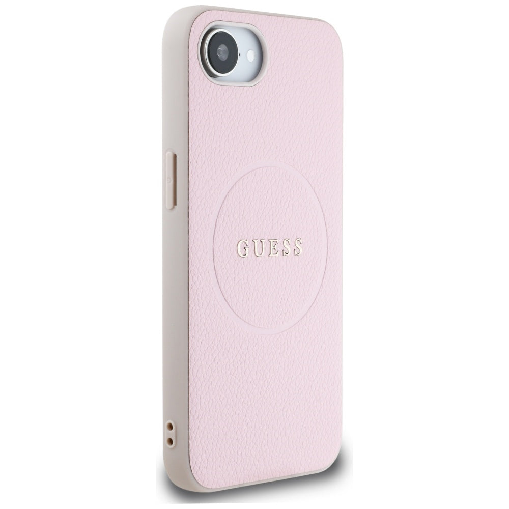 MagSafe Case for Apple iPhone 17e / 16e, Guess, Grained Gold Ring, Pink