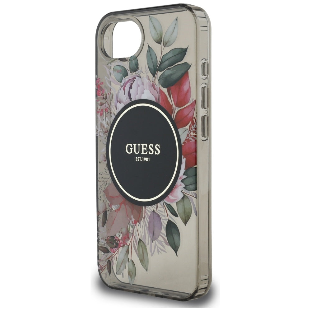 MagSafe-kotelo Apple iPhone 17e / 16e, Guess, IML Flowers, Musta