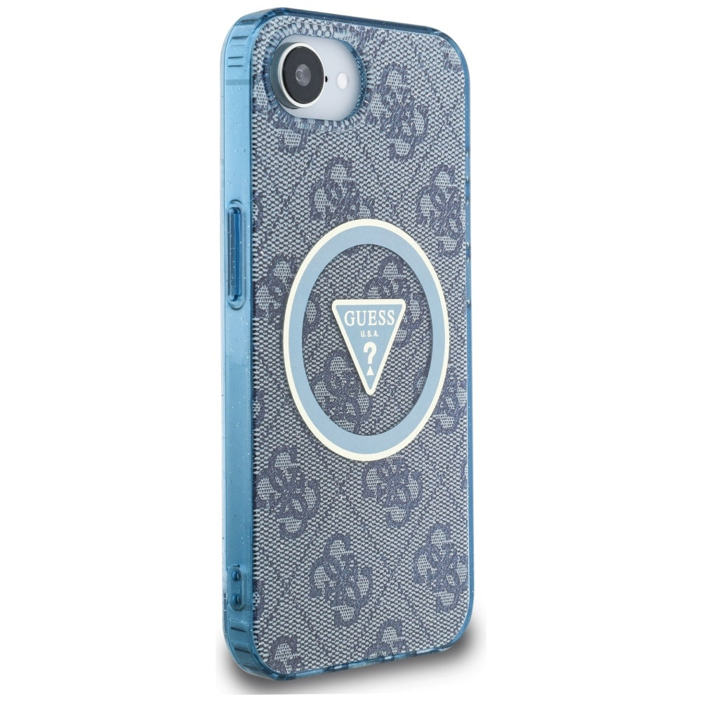 MagSafe-kotelo Apple iPhone 17e / 16e, Guess, IML Glitter 4G Circle Triangle, Sininen