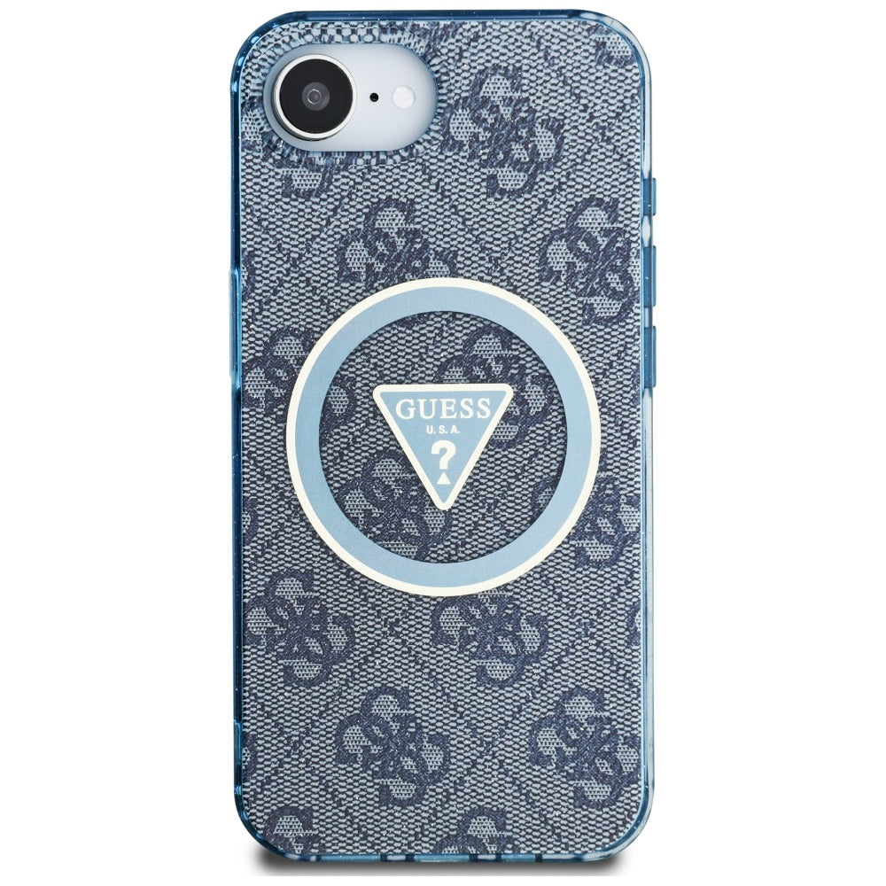MagSafe-kotelo Apple iPhone 17e / 16e, Guess, IML Glitter 4G Circle Triangle, Sininen