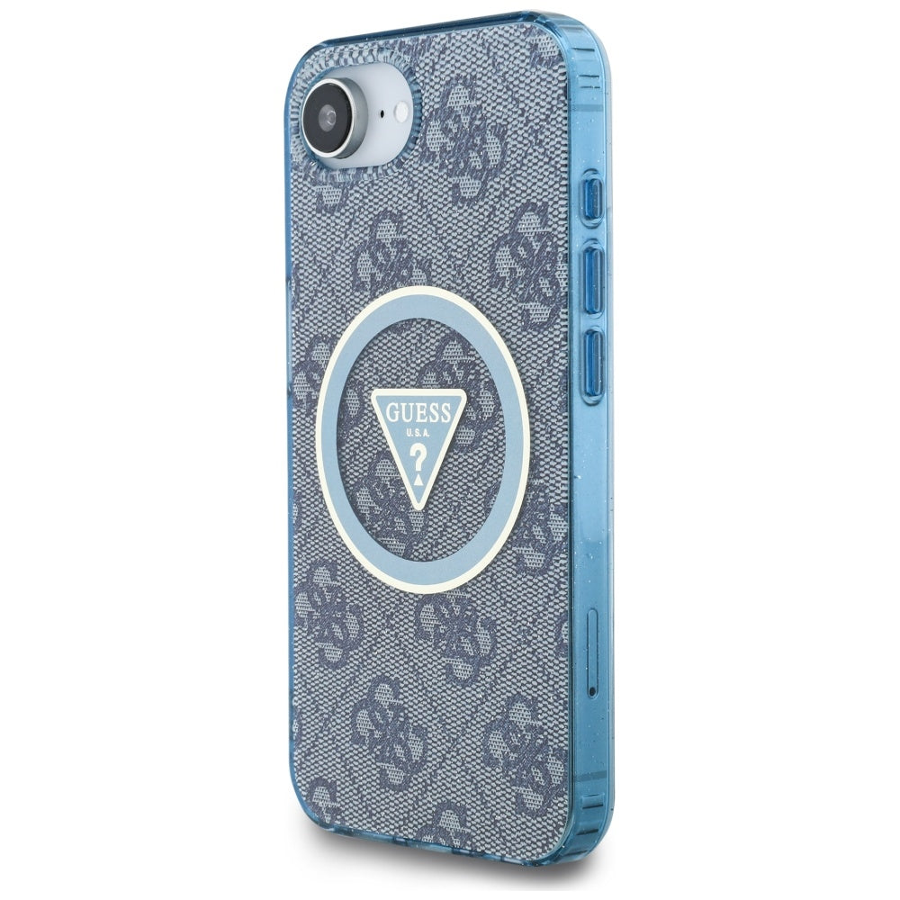 MagSafe-kotelo Apple iPhone 17e / 16e, Guess, IML Glitter 4G Circle Triangle, Sininen