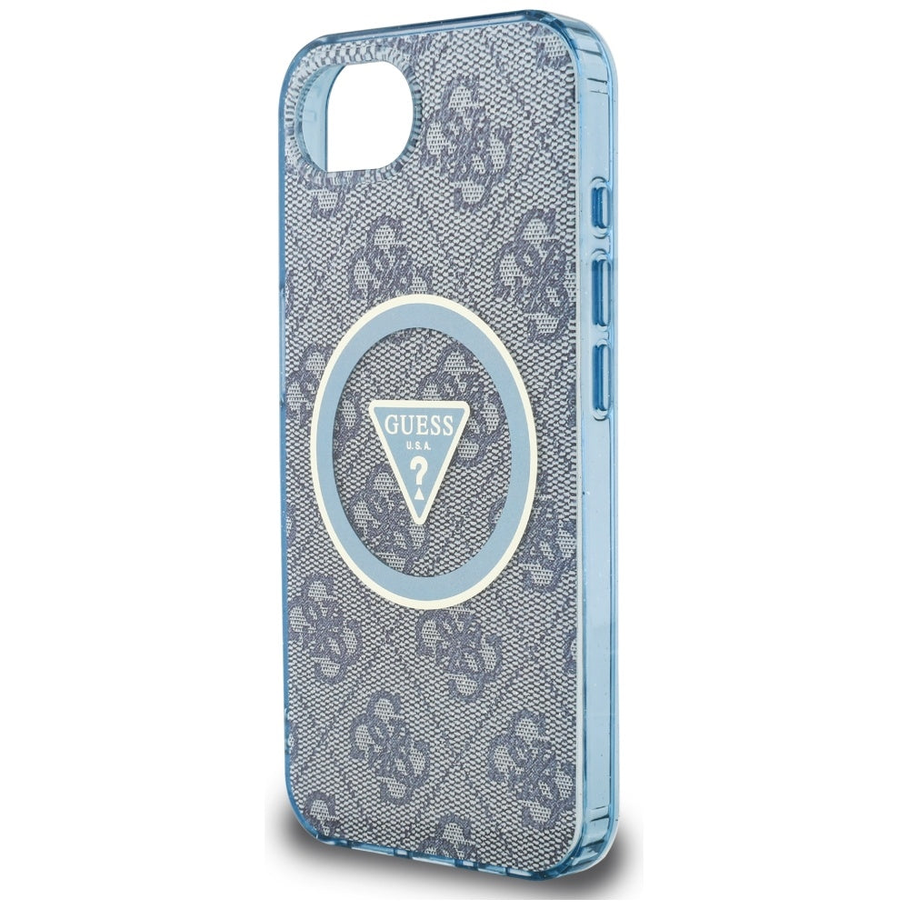 MagSafe-kotelo Apple iPhone 17e / 16e, Guess, IML Glitter 4G Circle Triangle, Sininen