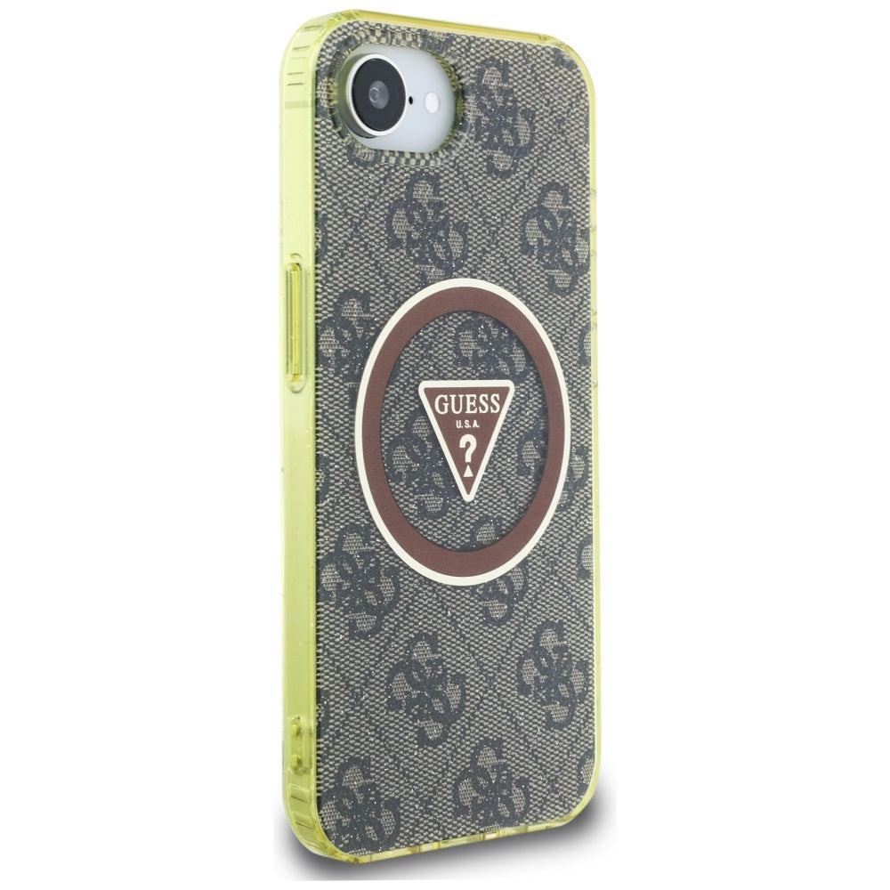 MagSafe-kotelo Apple iPhone 17e / 16e, Guess, IML Glitter 4G Circle Triangle, Ruskea