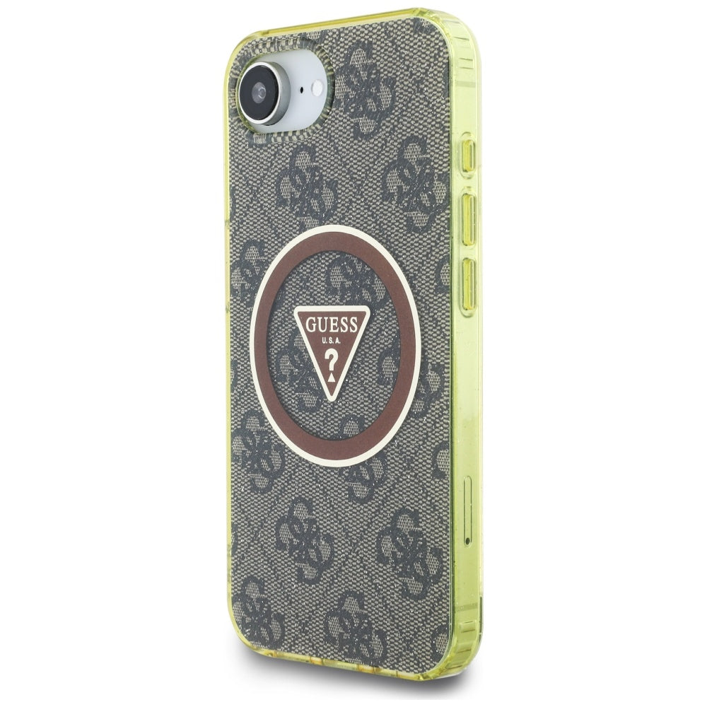 MagSafe-kotelo Apple iPhone 17e / 16e, Guess, IML Glitter 4G Circle Triangle, Ruskea