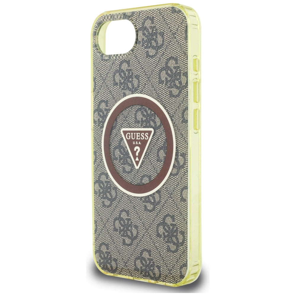 MagSafe-kotelo Apple iPhone 17e / 16e, Guess, IML Glitter 4G Circle Triangle, Ruskea