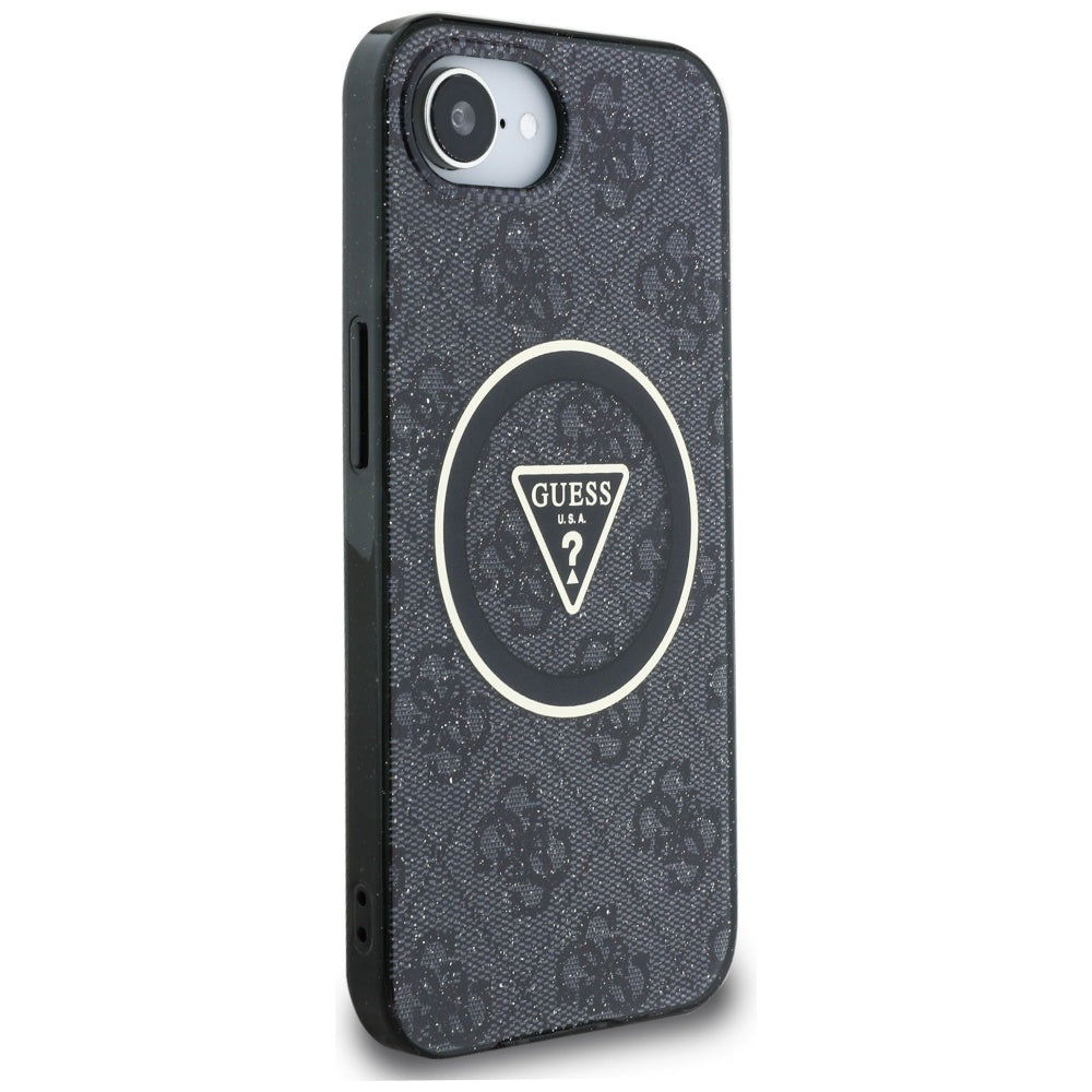 MagSafe-kotelo Apple iPhone 17e / 16e, Guess, IML Glitter 4G Circle Triangle, Musta