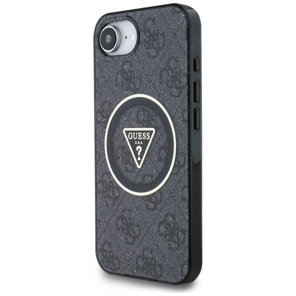 MagSafe-kotelo Apple iPhone 17e / 16e, Guess, IML Glitter 4G Circle Triangle, Musta