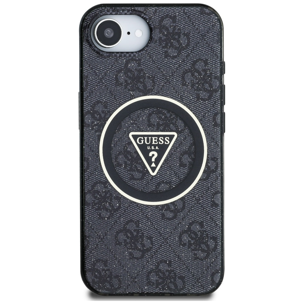 MagSafe-kotelo Apple iPhone 17e / 16e, Guess, IML Glitter 4G Circle Triangle, Musta