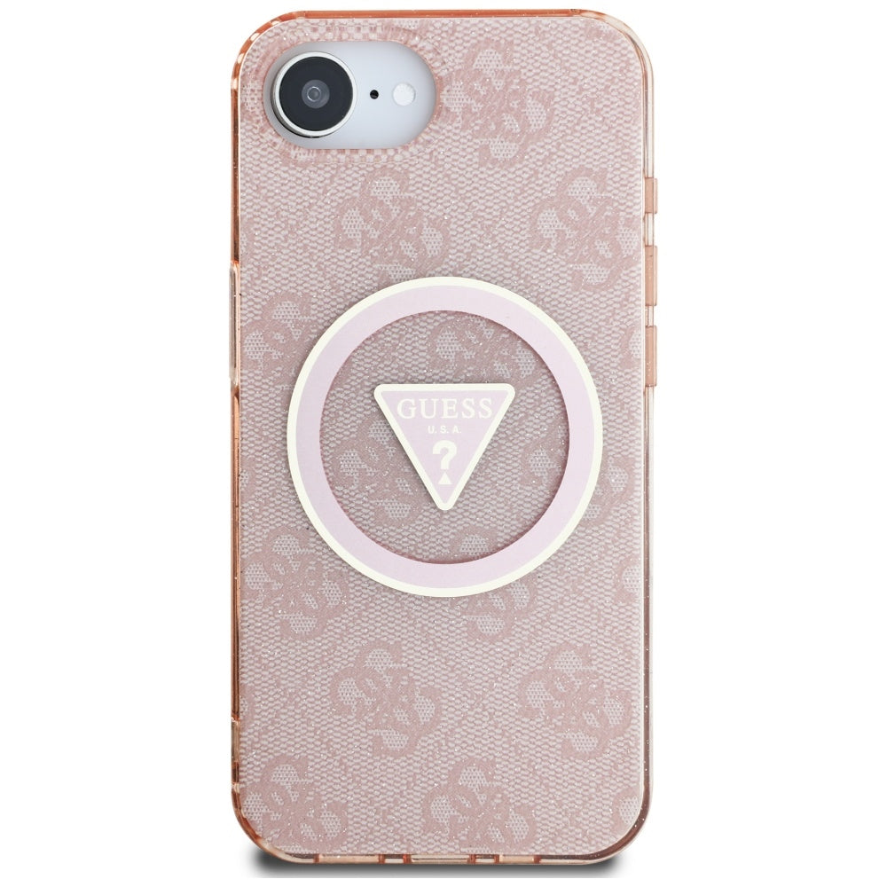 MagSafe-kotelo Apple iPhone 17e / 16e, Guess, IML Glitter 4G Circle Triangle, Pinkki