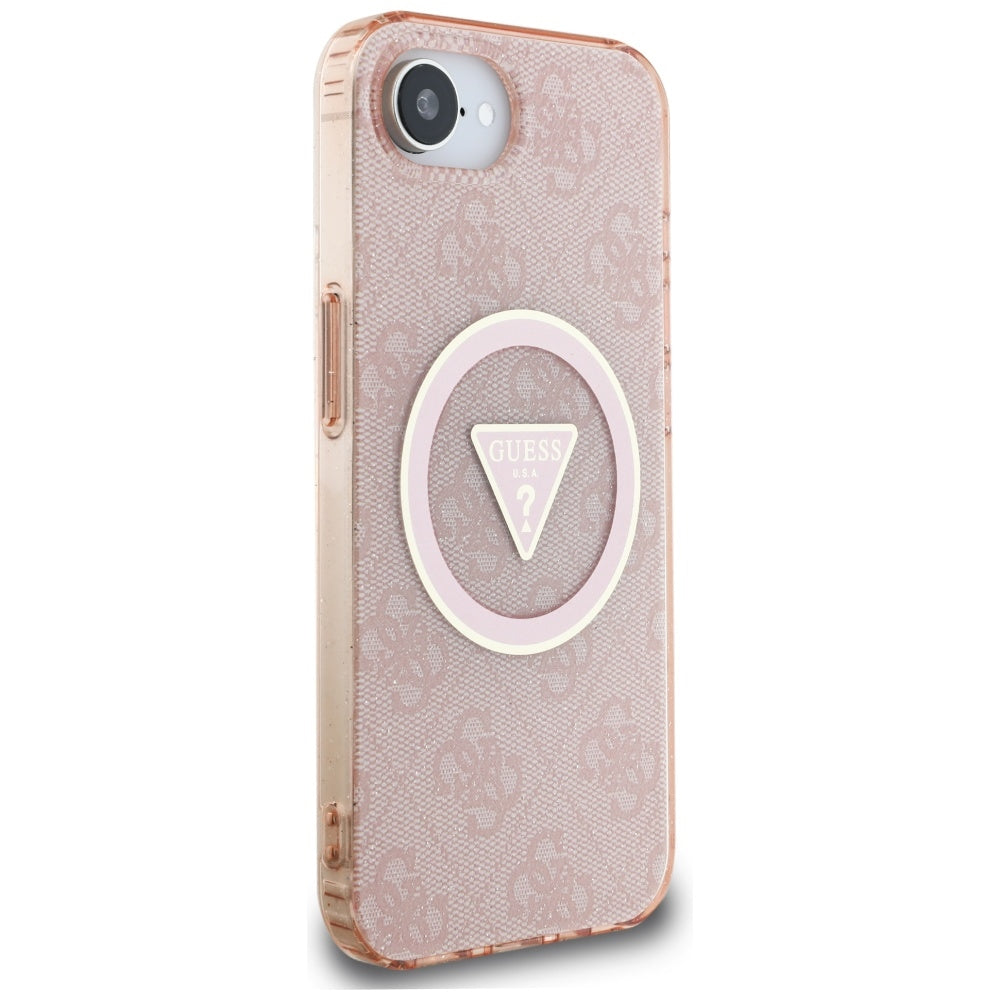 MagSafe-kotelo Apple iPhone 17e / 16e, Guess, IML Glitter 4G Circle Triangle, Pinkki