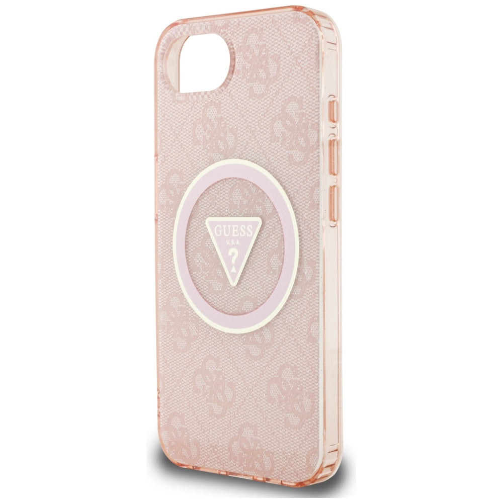 MagSafe-kotelo Apple iPhone 17e / 16e, Guess, IML Glitter 4G Circle Triangle, Pinkki