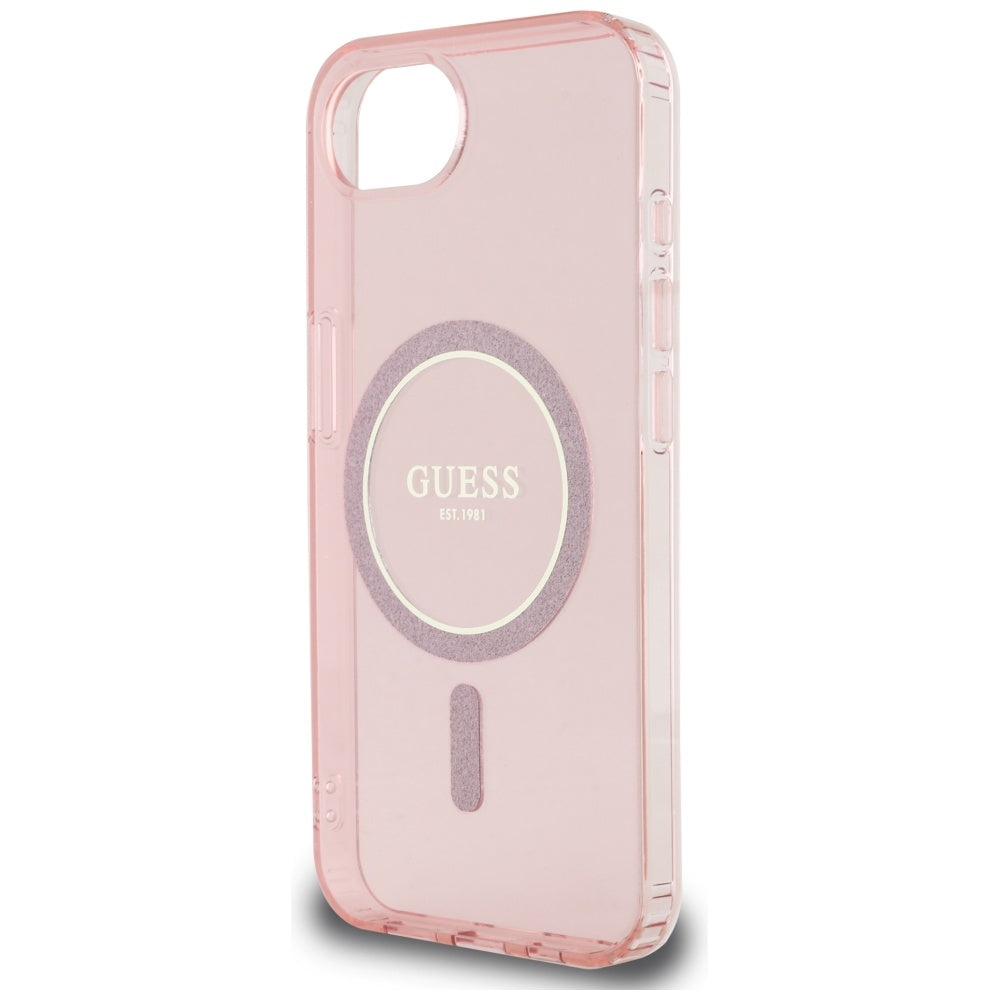 MagSafe-kotelo Apple iPhone 17e / 16e, Guess, IML Glitter Circle, Pinkki