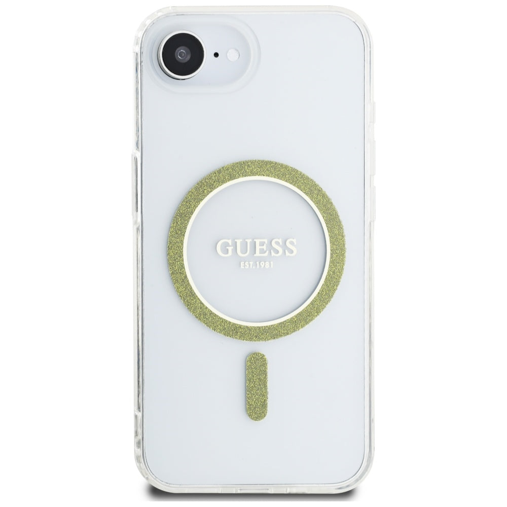 MagSafe-kotelo Apple iPhone 17e / 16e, Guess, IML Glitter Circle, Läpinäkyvä