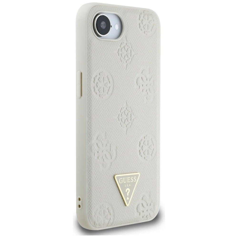 MagSafe-kotelo Apple iPhone 17e / 16e, Guess, Peony Grained Hot Stamp Triangle, Beige