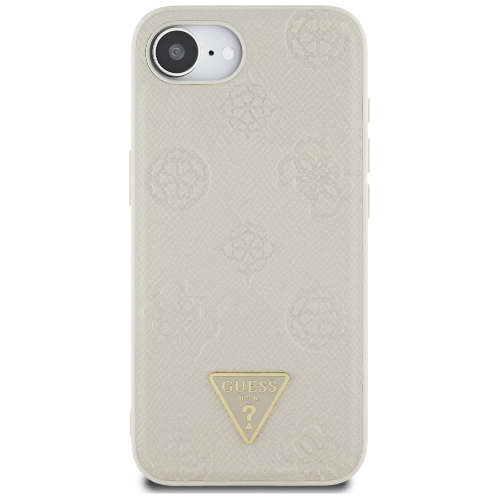 MagSafe-kotelo Apple iPhone 17e / 16e, Guess, Peony Grained Hot Stamp Triangle, Beige