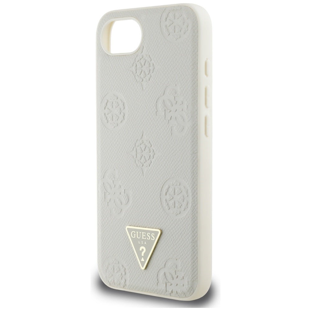 MagSafe-kotelo Apple iPhone 17e / 16e, Guess, Peony Grained Hot Stamp Triangle, Beige