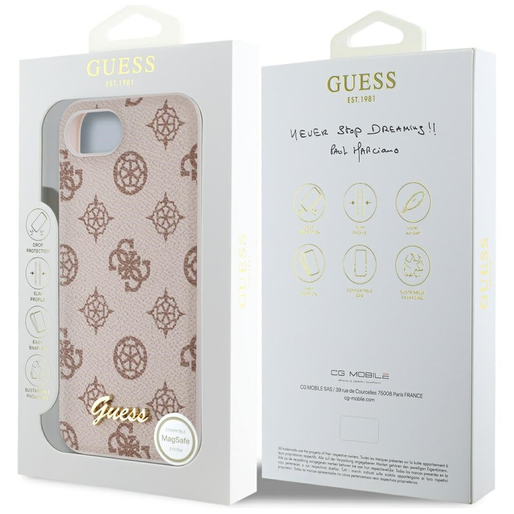 MagSafe-kotelo Apple iPhone 17e / 16e, Guess, Peony Script, Ruskea