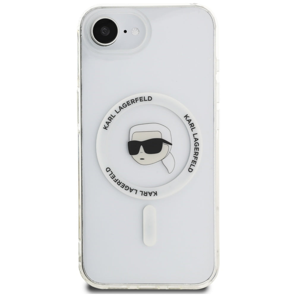 MagSafe-kotelo Apple iPhone 17e / 16e, Karl Lagerfeld, IML Karl's Head, Valkoinen