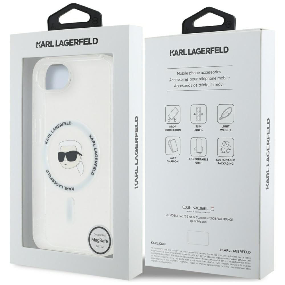 MagSafe-kotelo Apple iPhone 17e / 16e, Karl Lagerfeld, IML Karl's Head, Valkoinen