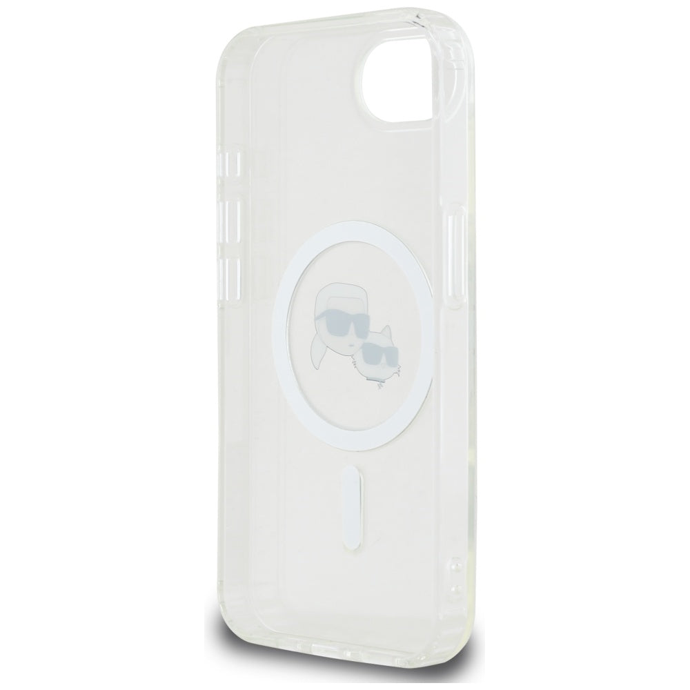 MagSafe-kotelo Apple iPhone 17e / 16e:lle, Karl Lagerfeld, IML Metal Karl & Choupette's Heads, Valkoinen