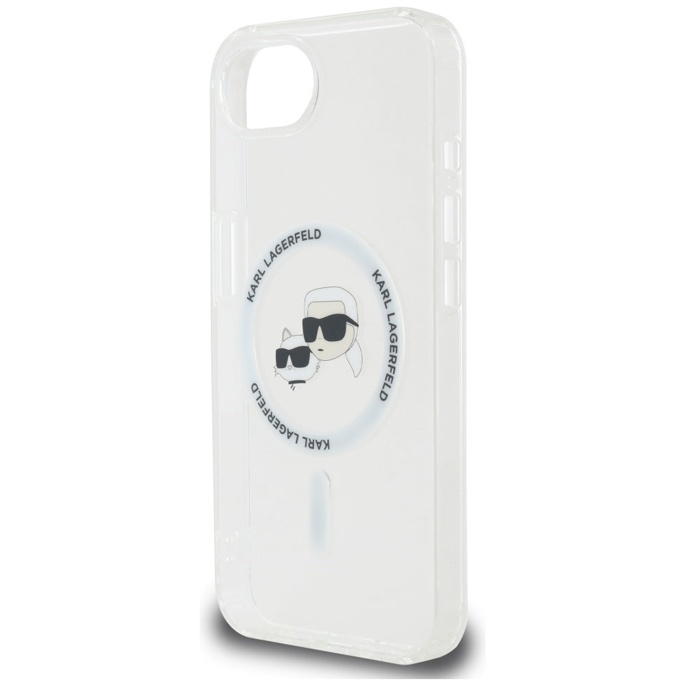 MagSafe-kotelo Apple iPhone 17e / 16e:lle, Karl Lagerfeld, IML Metal Karl & Choupette's Heads, Valkoinen