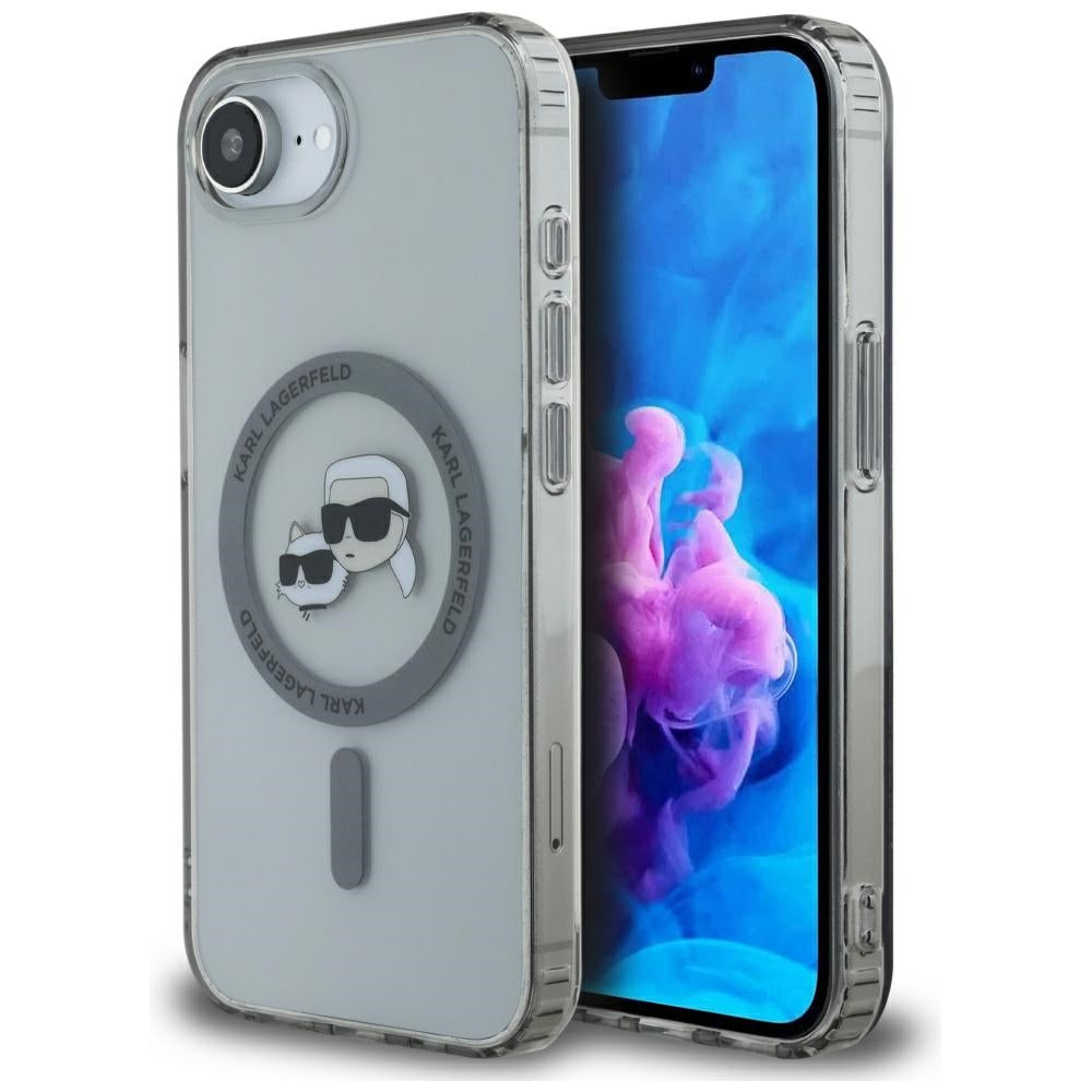 MagSafe-kotelo Apple iPhone 17e / 16e, Karl Lagerfeld, IML Metal Karl & Choupette's Heads, Musta