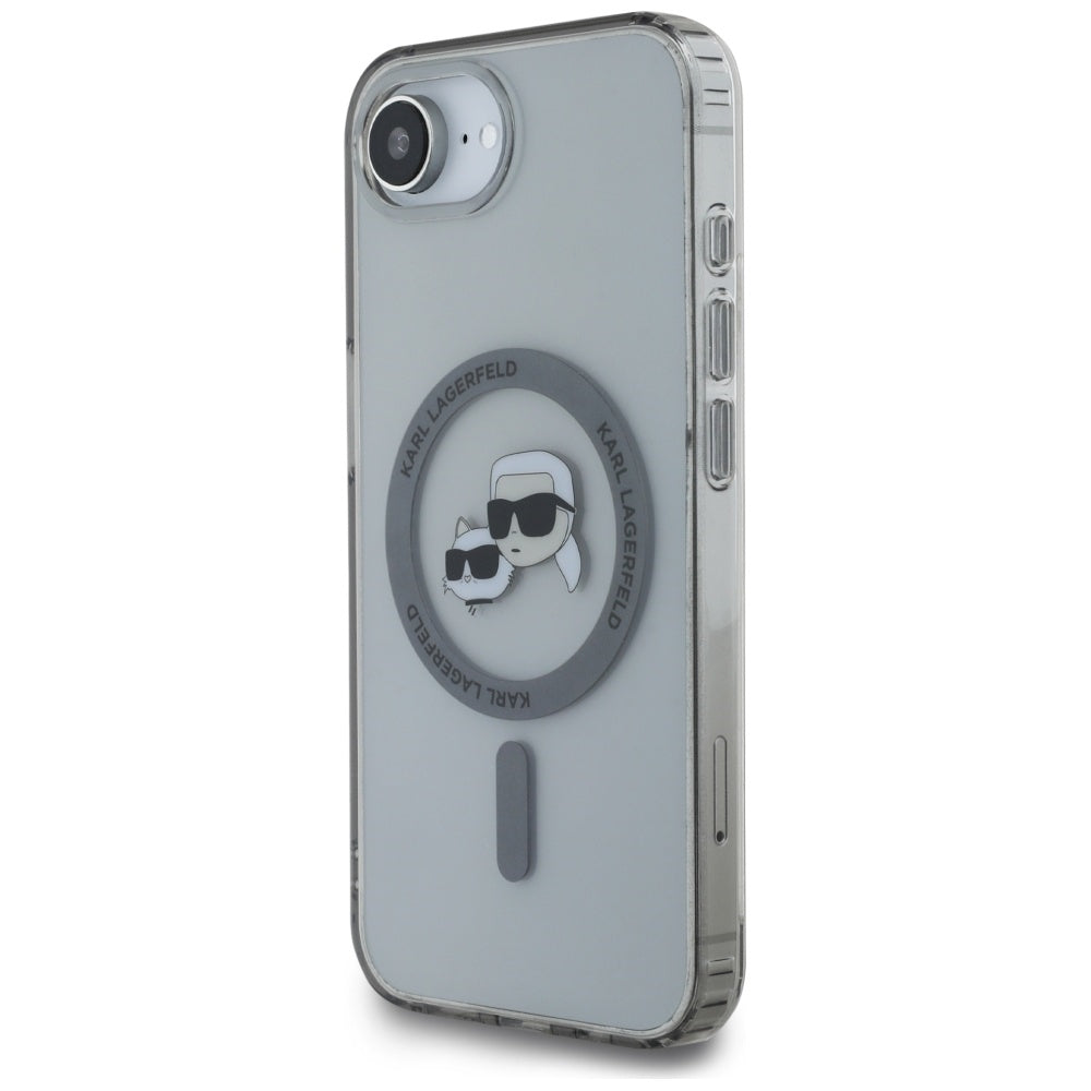 MagSafe-kotelo Apple iPhone 17e / 16e, Karl Lagerfeld, IML Metal Karl & Choupette's Heads, Musta