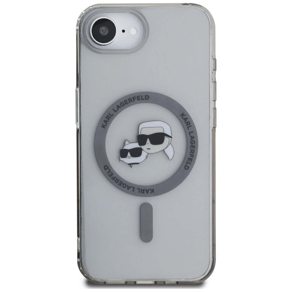 MagSafe-kotelo Apple iPhone 17e / 16e, Karl Lagerfeld, IML Metal Karl & Choupette's Heads, Musta