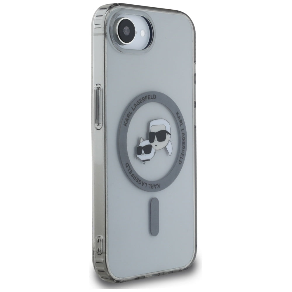 MagSafe-kotelo Apple iPhone 17e / 16e, Karl Lagerfeld, IML Metal Karl & Choupette's Heads, Musta