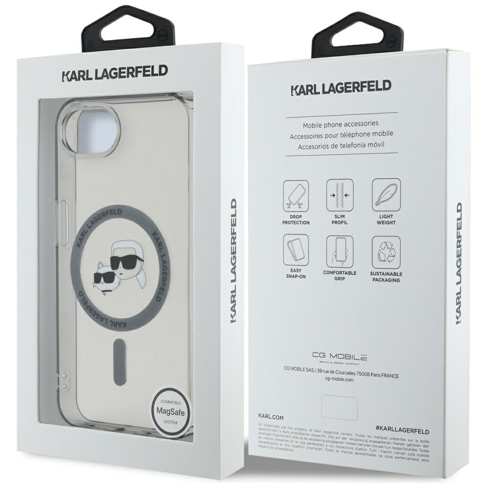 MagSafe-kotelo Apple iPhone 17e / 16e, Karl Lagerfeld, IML Metal Karl & Choupette's Heads, Musta