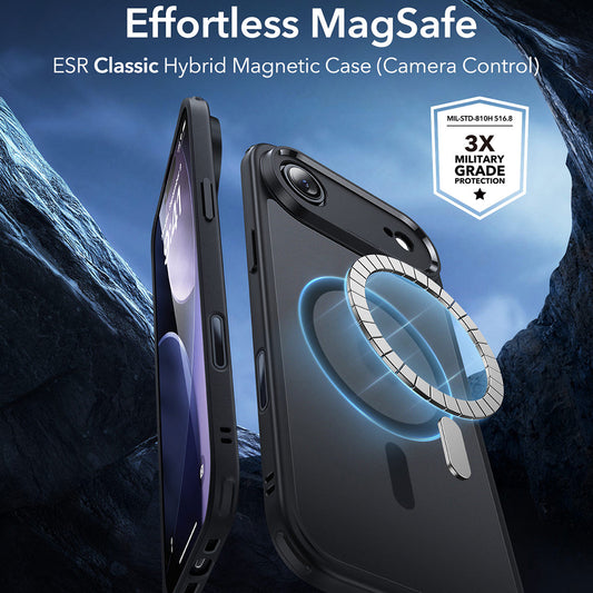 MagSafe-kotelo Apple iPhone 17 Airille, ESR, Classic Hybrid, Satinoitu Musta