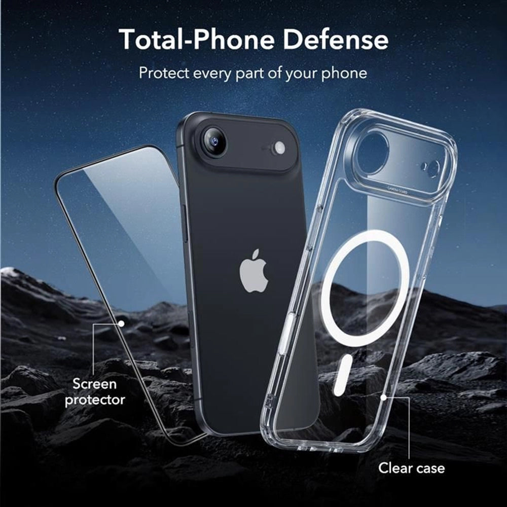 MagSafe-kotelo Apple iPhone 17 Air:lle, ESR, Classic Hybrid näytönsuojalla, Läpinäkyvä