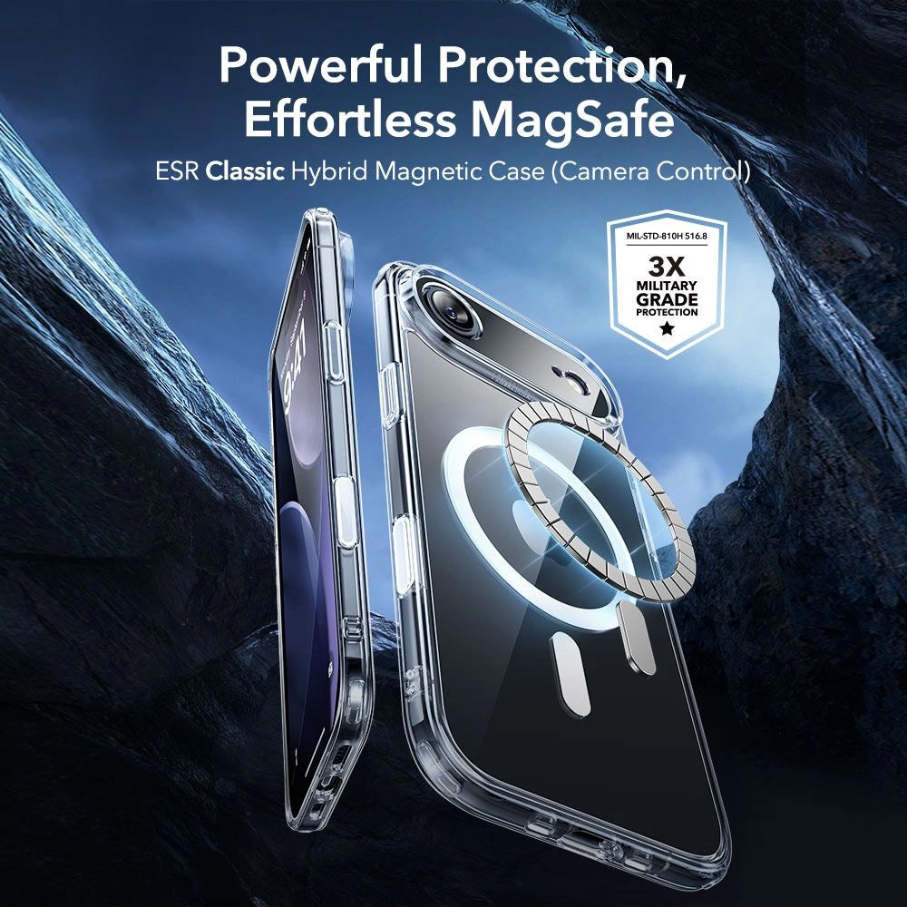 MagSafe-kotelo Apple iPhone 17 Air:lle, ESR, Classic Hybrid näytönsuojalla, Läpinäkyvä